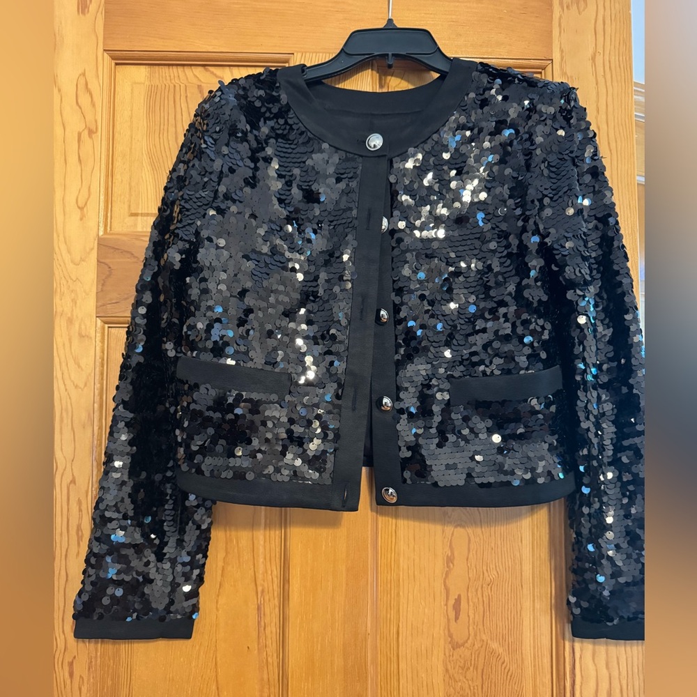 Ann Taylor Black Sequin Blazer (Size 6)